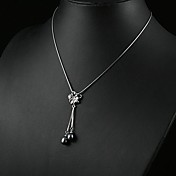 nera 3,5 - 4 mm una perla pendente con 17 "catena d'argento sterlina (xzz018)