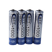 bty 1000mAh Ni-MH baterías AAA recargables (4-pack)