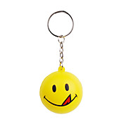 Smile Face Ball Style Keychain with Soft Plastic Material-Yellow