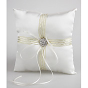 oreiller en satin bague de mariage avec des rubans et des strass