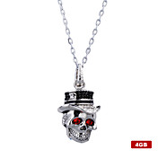 4gb chromé de style crâne lecteur flash USB collier (en argent)
