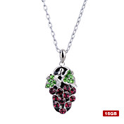 Grape Shaped Stainless Steel Crystal USB2.0 Flash Drive Necklace (16GB)