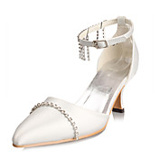Top Quality Satin Upper Mid Heel Closed-toes With Rhinestone Fashion Shoes