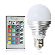 E27 3W 16-Color Changing Light LED Ball Bulb with Remote Control (110-240V)