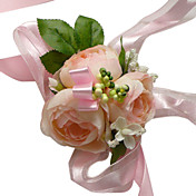 Elegant Light Orange Silk Rose With Chiffon Decoration Wedding/ Bridal Wrist Flower