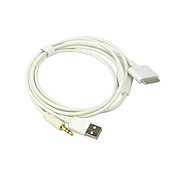 3-en-1 USB 3.5 mm de audio auxiliar / data / cable del cargador para iPod, iPhone y iPad (blanco)