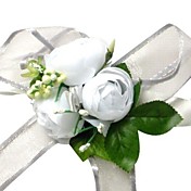 Elegant White Silk Rose With Chiffon Decoration Wedding/ Bridal Wrist Flower