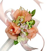 Elegant Orange Silk Rose With Chiffon Decoration Wedding/ Bridal Wrist Flower