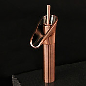 Antique Copper Finish Waterfall Bathroom Sink Faucet