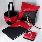 collection de mariage élégant situé en satin rouge et noir gras (4 pièces)
