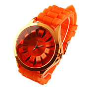Silikon-Band Modern Metal Zifferblatt Mode Quarz Frauen Männer lässig Uhr - orange