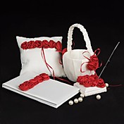 gras de luxe rose rouge bordée ensemble collection de mariage (4 pièces)