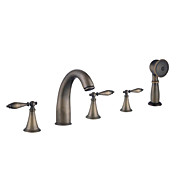 Classic Antique Brass Tub Faucet with Hand Shower