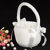 ronde panier de fille de fleur en ivoire avec un arc simple,