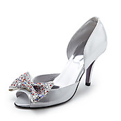 Leather Upper High Heel Peep-toes With Rhinestone Fashion Shoes