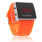 Cinta de silicona jelly llevó reloj de pulsera para hombres, mujeres (naranja)