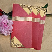 añada la invitación de la boda brillante de color rojo con oro de la cinta (juego de 60)