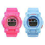 Paar wasserdichte Sport-Uhren mit Nachtlicht - blau & pink