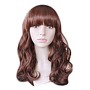 capless longa alto grau de qualidade sintético castanho chocolate peruca de cabelo onda