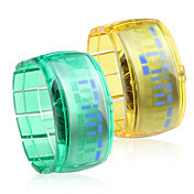 Pair of Bracelet Design Future Blue LED Wrist Watch - Yellow & Green