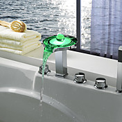Color Changing LED Tub Faucet with Hand Shower (Chrome Finish)