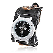 militaire zwart lederen band quartz polshorloge met demonteerbare case