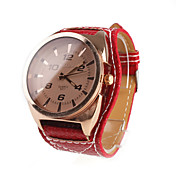 Student Unisex  Quarz-Armbanduhr mit großem Ziffernblatt & breitem PU-Leder Band (Rot)