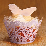 découpées au laser violet papillon détenteurs petit gâteau (jeu de 12)