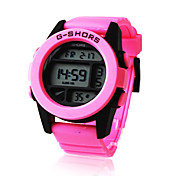 Waterproof Sporty Single Movement Digital Stop Automatic Watch with Night Light - Pink