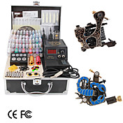 2 pistolen tattoo kit met LCD voeding en 40 kleuren inkt