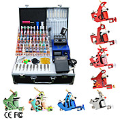 8 cañones kit tatuaje con lcd de energía y 40 de tinta + tatuaje temporal libre de 2 unidades