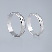 Amazing Cubic Zirconia With Alloy Plated Lovers Rings Set Of 2