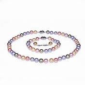 Single Strand AA+ Pearl Necklace, Bracelet & Earring Set (More Colors)