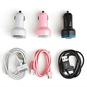Dual USB Port Autoladegerät mit 30pin Kabel für iPhone, iPad, iPod und andere Tablets