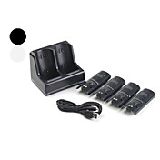 Dual USB Charging Station with 4 Rechargeable Batteries for Wii (2800mAh, Assorted Colors)