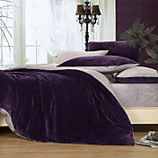 3PCS Solid Dark Purple Duvet Cover Set