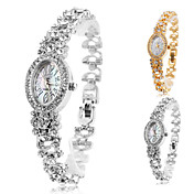 kvinders legering analog quartz armbånd elliptisk tilfælde ur (assorterede farver)