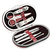 en acier inoxydable de manucure et de maquillage kit (noir et rouge, 7 packs)