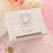 Personalized White Favor Box With Silver Heart (Set of 24)