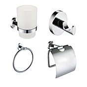 Chrome Finish 4-Piece Bathroom Hardware Accessory Set