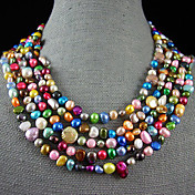 4-10MM Rainbow Color Genuine Freshwater Pearl Necklace – 100 Inch
