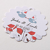 Personalized Scalloped Favor Tag – Kissing Birds (Set of 60)