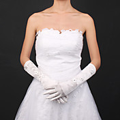 luvas de cetim de noiva com apliques e beading