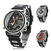 Herren Armbanduhr mit Diamant Design, Doppeltem Uhrwerk & Silikon Band (verschiedene Farben)