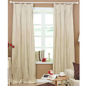 (Two Panels) Casual Beige Solid Lined Curtains