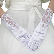 Satin Bridal Gloves With Appliqués/Beading