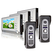 Three 7 Inch Color TFT LCD Video Door Phone Intercom System (2 Waterproof Camera)