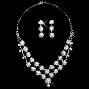 Rhinestone Flower Bloom Necklace And Earring Set
