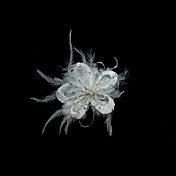 fleur élégante et le casque nuptiale de plume de mariage