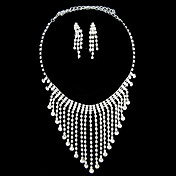 Silver Rhinestone Two Piece Ladies'  Dazzling Wedding Jewelry Set (45 cm)